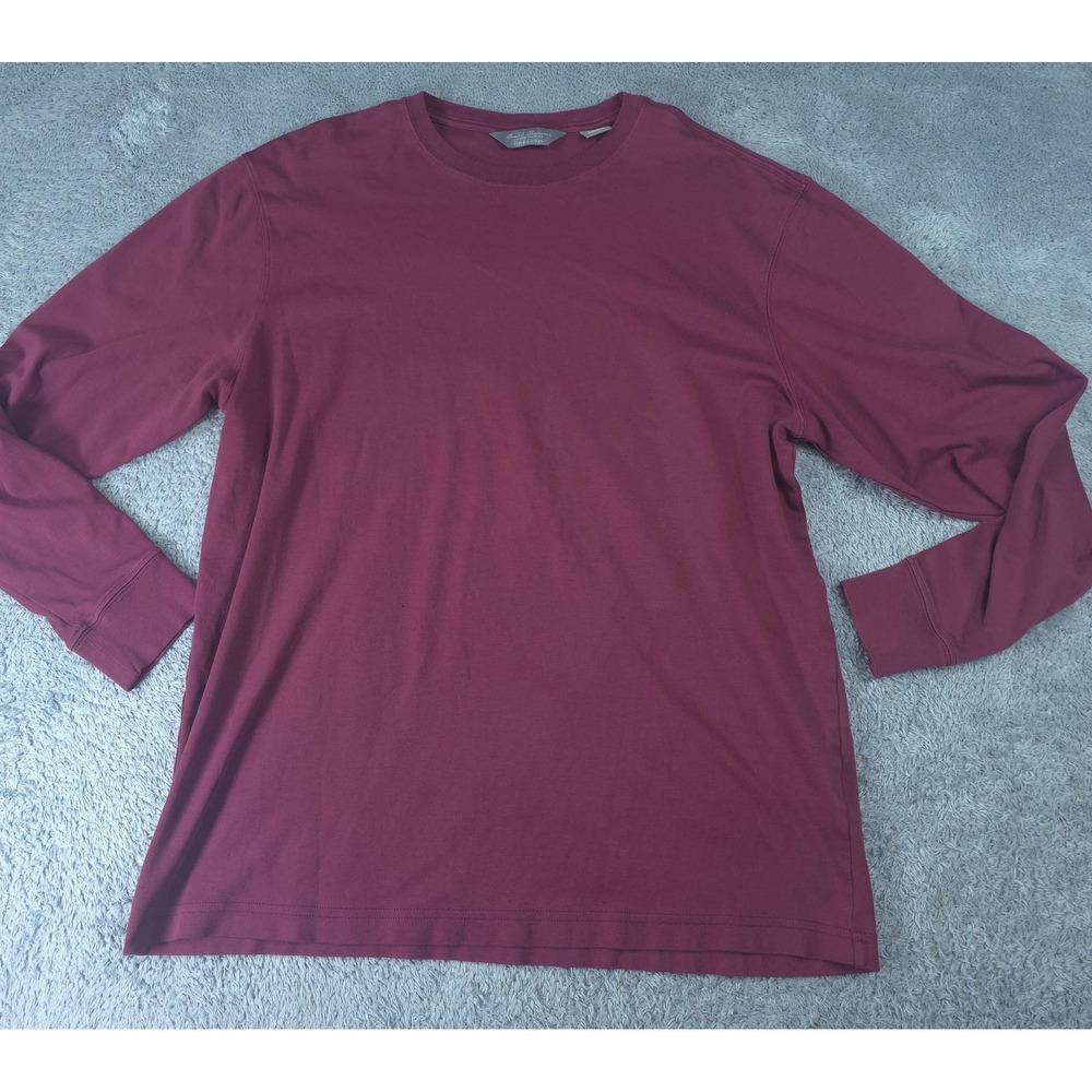 Daniel Cremieux Shirt Mens Large Red Pima Cotton Long Sleeve Crewneck Tee Casual